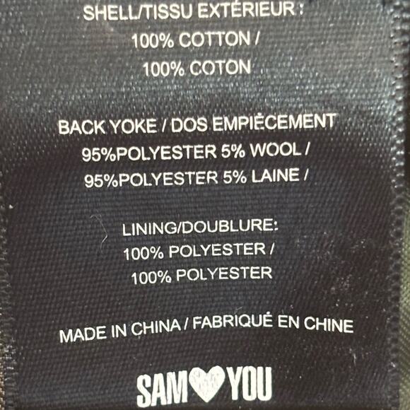 Sam Edelman Green Brown Military Jacket Cotton Wool Velour Sz S - Picture 10 of 10